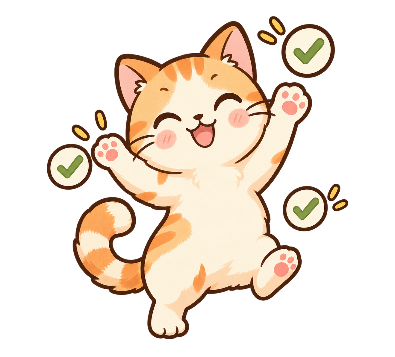 A cat happily celebrating completed habits